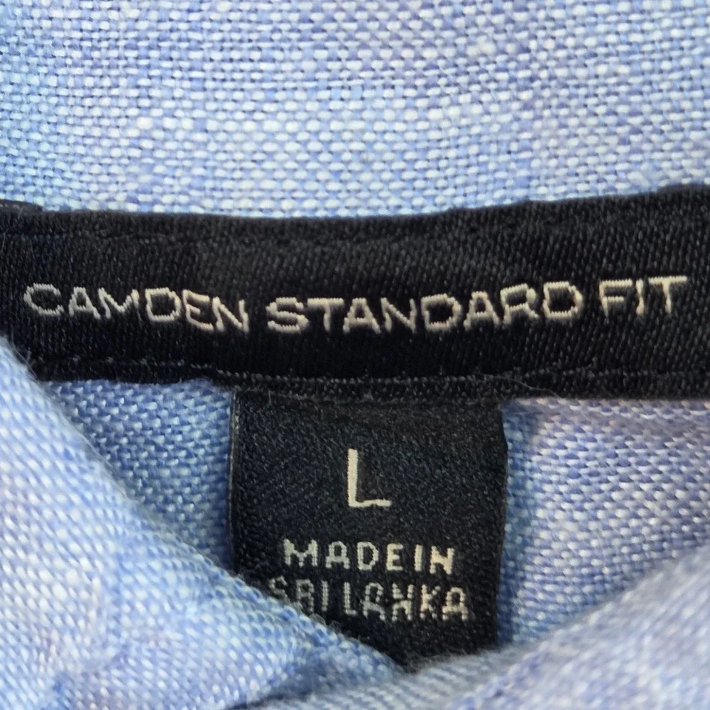 Banana Republic Linen Button Down Mens L Camden Standard Fit Long Sleeve Blue